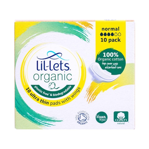 Lil-Lets Organic Ultra Thin Normal Sanitary Pads With Wings White 10 Pads