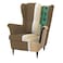 In House 2 Pieces Chair King Linen With Two Wings And FootStool - Brown - E3