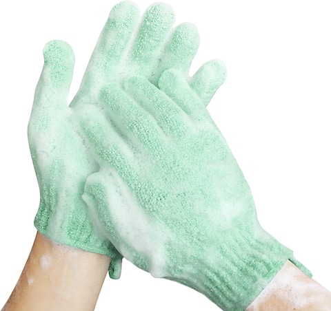 Exfoliating Gloves Body Scrub Bath Gloves for Body clean, Skin Shower Scrubber(green)