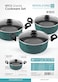 Royalford 6 Piece Blue Granite Cookware Set RF10243Granite Coated Aluminum Cookware Induction Base Glass Lid, Multicolor