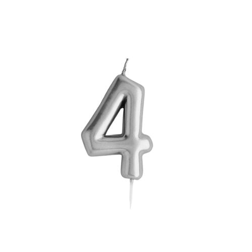 Silver Number  &#39;4&#39; Candle