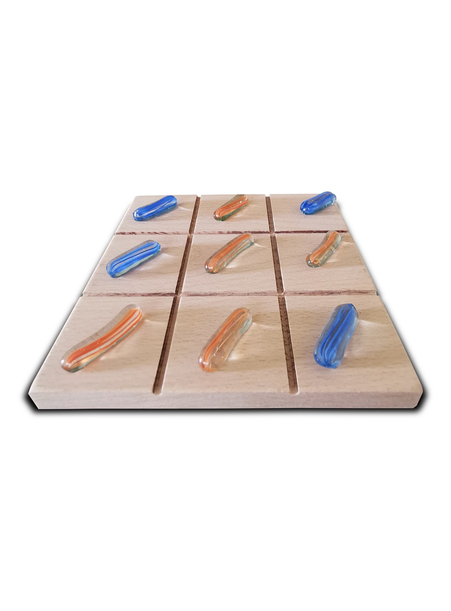 Kids and Adults Wooden Board And Crosses Game Set, Playing Tic-tac-toe Noughts Stocking Fillers Family Brain Teaser Puzzle