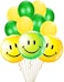 Party Time 11-Pieces Green &amp; Yellow Smiley Foil Balloon and Latex Balloons Set For World Smile Day Decoration and Birthday Balloon Decoration, Smiley Balloons - Party Supplies