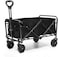 HEXAR&reg; Heavy Duty Shopping Trolley Folding Multi-Functional Portable Utility Wagon Beach Trolley with Storage Basket Outdoor Camping Garden Cart with Adjustable Handle (BLACK)