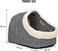 Semi-enclosed cat cave bed with removable washable soft lamb wool cushion, Suitable for all cats &amp; small dogs, Anti-slip bottom, and Comfortable pet nest 35 cm (Grey and white)