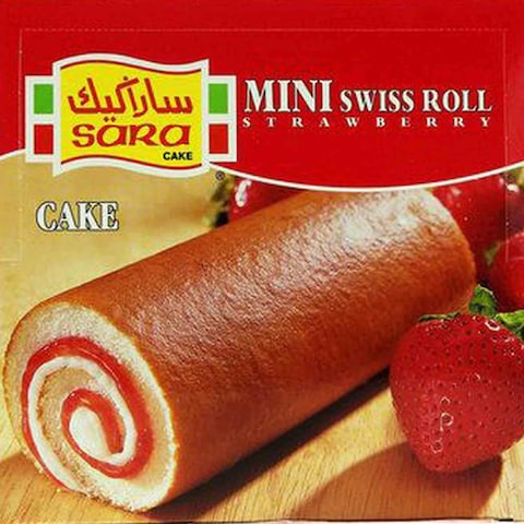 Sara Strawberry Mini Swiss Roll 20g Pack of 20
