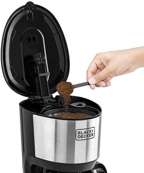 Black &amp; Decker 750W 10 Cup Coffee Maker/ Coffee Machine With Glass Carafe For Drip Coffee, Silver/Black - Dcm750S-B5, 2 Years Warranty