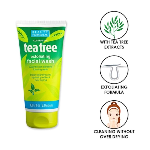 Beauty Formulas Australian Tea Tree Exfoliating Facial Scrub Green 150ml