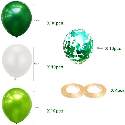 Party Time 40-Pieces 12&quot; Safari Theme Party Balloons Set of Pearl Metallic Green Latex Balloons &amp; Green Confetti Balloons Decoration For Safari Birthday Party Decoration - Party Supplies