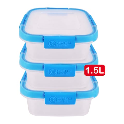 Grandi Home Square Food Container - 1.5 L -3 Pieces