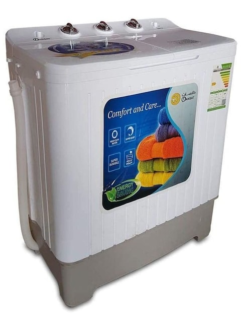 Dansat Twin Tub Washing Machine 7 Kg, DWT8021LW, White (Installation Not Included)