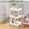 Sky-Touch 3 Tier Foldable Metal Rolling Utility Cart Organizer, 46X30X76Cm, Multipurpose Organizer Trolley With Casters For Kitchen, Bedroom, Bathroom, Office, Laundry Room And Garage, White