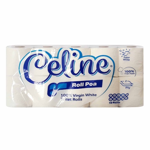 Celine Roll Poa Virgin White Toilet Tissue Roll 10 Pack