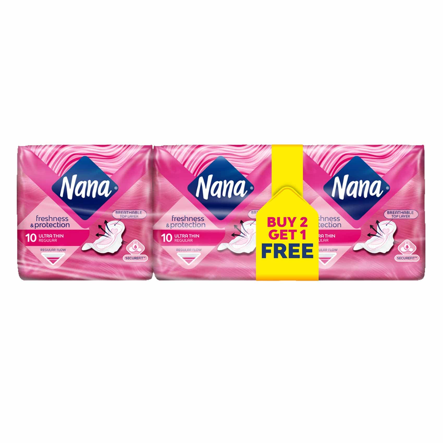 Buy Nana Ultra Thin Regular 10Pads 2+1Free Online | Carrefour Lebanon