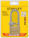 Stanley Padlock Brass 50mm long Shackle with 3 Keys