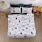 Luna Home Single size 4 pieces, without filler, white with black space print.