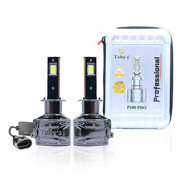Tobys P100 Pro 9006 2 Pieces 200W/Pair Power Original Tested LED Headlight Bulb Assembly 20000 Lumens 100W/Piece Xtreme Bright With Color Temperature 6500K