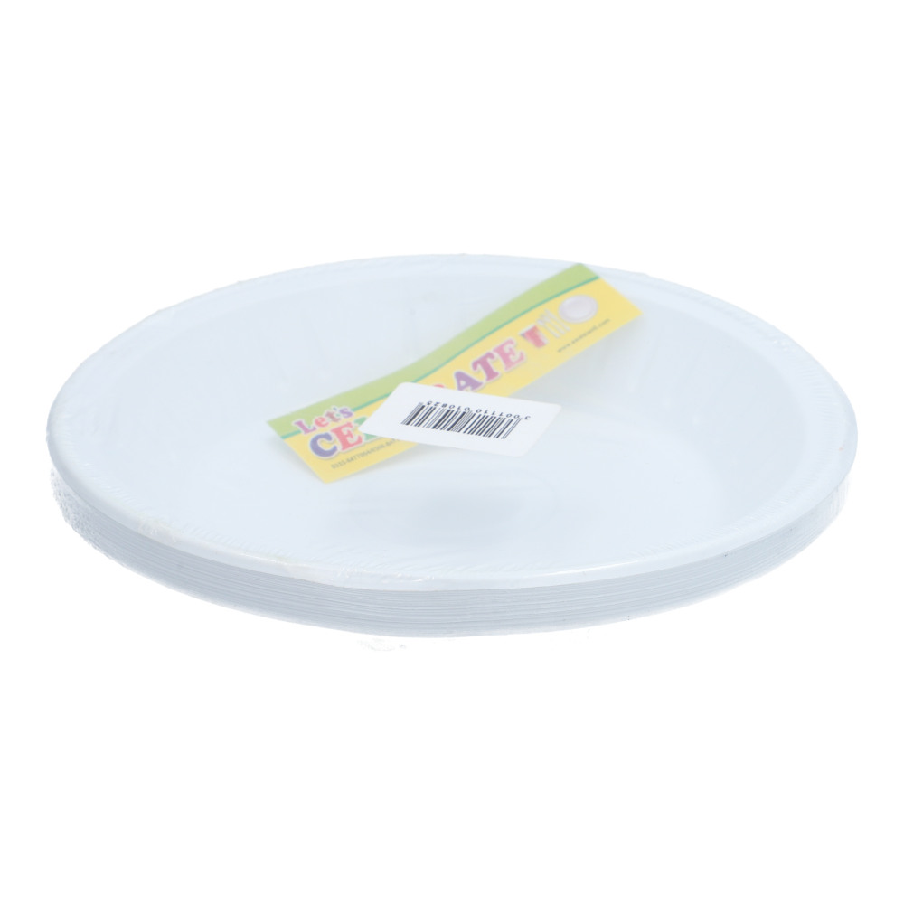 Disposable White Plastic Plates Medium 25 pcs