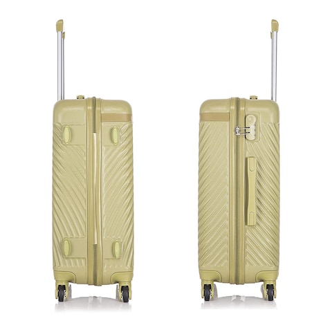 Senator Hard Case Large Suitcase Luggage Trolley For Unisex ABS Lightweight Travel Bag with 4 Spinner Wheels KH1065 Tea Green