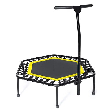 YALLA HomeGym Exercise Trampoline with Adjustable Handrail Bar, Indoor And Outdoor for Adults &amp; Kids
