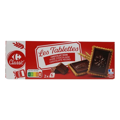 Buy Carrefour Classic Dark Chocolate Bar Biscuits 150g in UAE