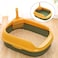 Vsell24 Cat Litter Box Pet Litter Tray Kitten Pan Toilet Shovel Bedpan Green Home Style Cat Litter Box-Forest Green