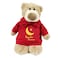 Caravaan-Super soft, cuddly brown&nbsp; bear with Red Ramadan Kareem hoodie, size 28cm.