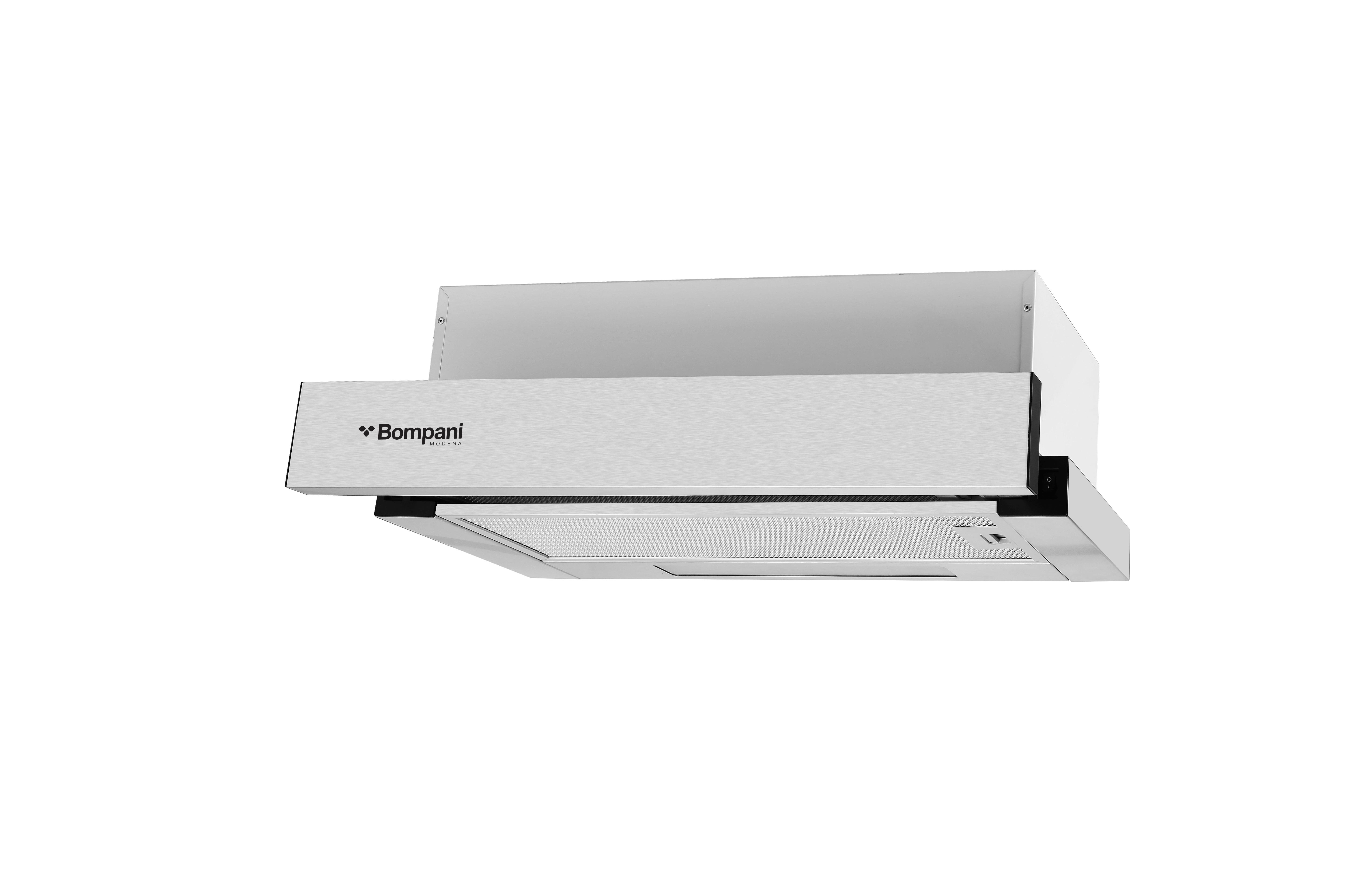 Bompani 90cm Built-In Hood With Stainless Steel, Slide Out Design, 2 Speeds, 440 M3/H, Aluminum &amp; Carbon Filters, 3-Layer Aluminum Filter (2 PCs) - BOCP693N Silver