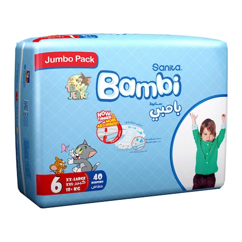 Sanita Bambi Diaper XX-Large Size 6 18kg 40 Diapers