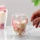 1CHASE&reg; Borosilicate Double Wall Flower Coffee Cup 350 ML (2 PCS Set), Decorated with an Immortal Flower