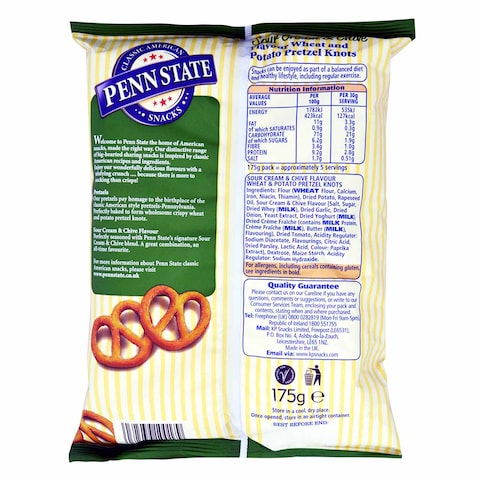 Penn State Sour Cream And Chive Baked Pretzels 175G