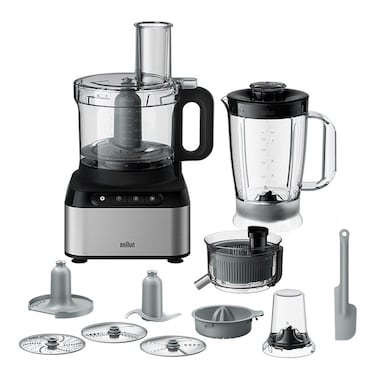 Braun 12-in-1 Food Processor FP 3235SI, 2.1 L, 800 W, Metal Design, Black