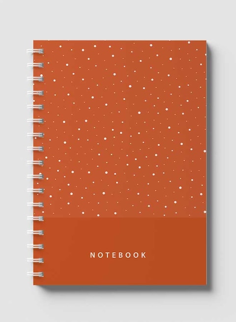 Lowha Spiral Notebook With 60 Sheets And Hard Paper Covers With Abstract Dots Orange Design, For Jotting Notes And Reminders, For Work, University, School