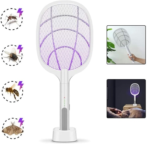 Generic Electric Fly Zapper 3000V, USB Fly Swatter Mosquito Killer Bug Zapper With 3-Layer Safety Mesh, Repellent Fly Racquet, No Chemicals, Ideal Choice For Home, Indoor And Outdoor Use
