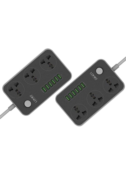 LDNIO 6-USB 3-Port Universal Power Strip SC3604 Black/Grey