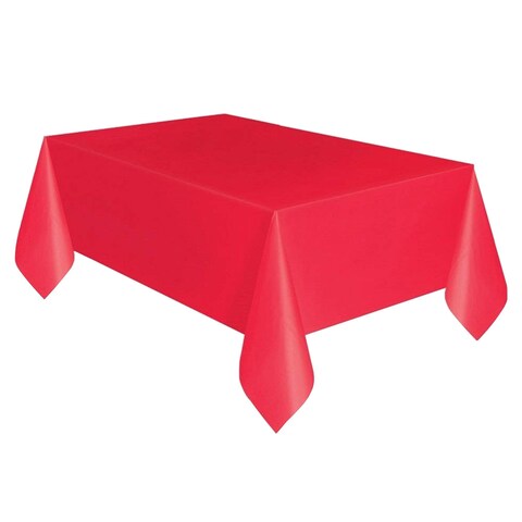 Ruby Red Plastic Tablecover 54inx108in