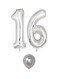 Party Time Number 16 40inch Party Decorations Latex/Foil Balloon Set - Silver