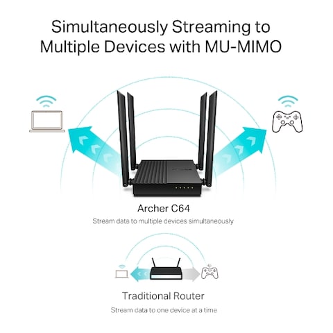 TP-Link AC1200 MU-MIMO WiFi Router Archer C64 , High-Performance WiFi for Gigabit Network Entry Dual Band   Full Gigabit