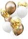 Party Time 9-Pieces 12inches Gold Chrome and White Latex Balloons, Confetti Balloons Set with 1p Ribbon Roll For Bridal Shower, Anniversary Balloon, Wedding D&eacute;cor and Birthday Party Decoration - Party
