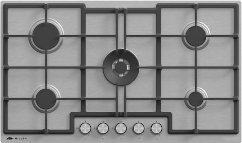 MILLEN MGH 9001 IX 90 cm Built-in 5 Burners Gas Cooktop - Stainless-Steel Finish, 12100 Watts, Mechanical and Electronic Ignition Control, 3 Year Warranty