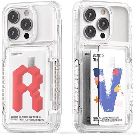 VRS Design Neo Flip designed for iPhone 14 PRO case cover wallet [Semi Automatic Snap door] Credit card holder Slot [2 cards] - White Crystal