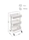 Almufarrej 3-Tier Multipurpose Rolling Shelves Metal Cart Organizer, White, 85X45X35cm