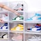 Lushh High quality Transparent Shoe Storage Organizer Box, Stackable, Foldable, Large Capacity Shoe Storage Box Stores Shoes Size up to UK 46, Side Open 6 Box  Set