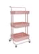3 Tier Utility Rolling Storage Cart With Handles And Lockable Wheels Pink 43x36x86.5cm