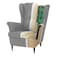 In House 2 Pieces Chair King Velvet With Two Wings And FootStool - Gray - E3