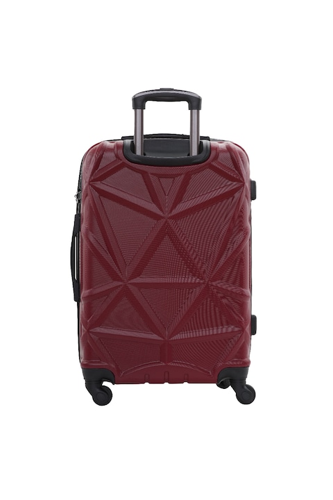 PARA JOHN 3-Piece Hard Side ABS Luggage Trolley Set 20/24/28 Inch Burgundy