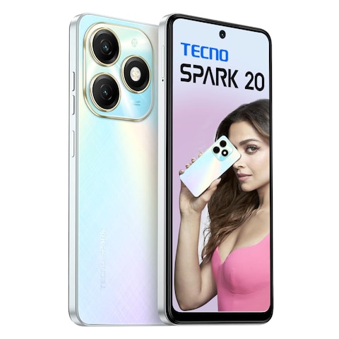 Techno Spark 20 KJ5 4GB RAM 128GB ROM 4G Dual SIM Smartphone 6.6 Inch Cyber White