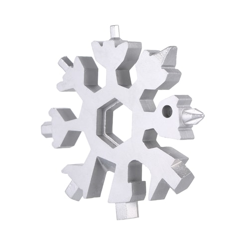 KKmoon-18 in 1 Snowflake Shaped Stainless Steel Multi-purpose Tool Card Compact Portable Multi-functional Screwdriver with Keychain