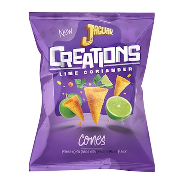 Jaguar Creations Corn Cones Snacks - 58g - Lime and Coriander