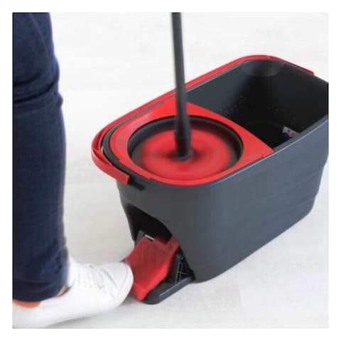 Vileda Turbo Smart Easy Power Spin and Wring Mop and Bucket Set Red &amp; black